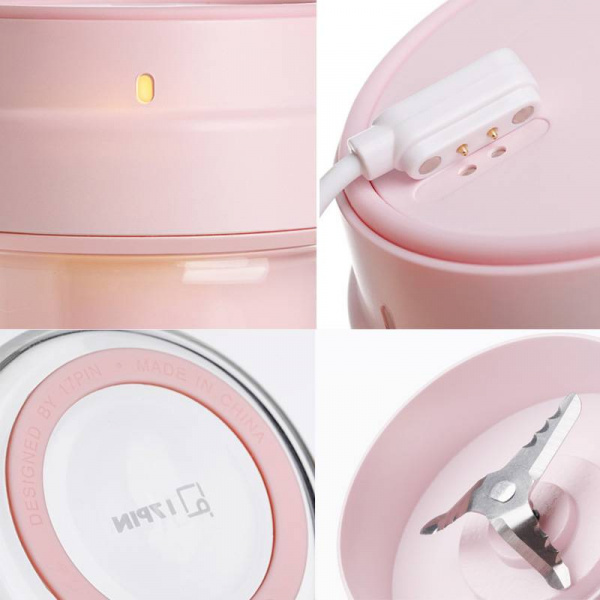 Блендер-Соковыжималка 17PIN Star Frut Bottle 400ML, розовый фото 2