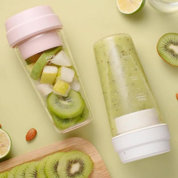 Блендер-Соковыжималка 17PIN Star Frut Bottle 400ML, розовый фото 3